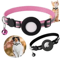 ASTRAEA AirTag Cat Collar Breakaway, Reflective Dog Kitten Collar with Air Tag Holder & Bell, Safety Strap for Girl Boy Cats, Black