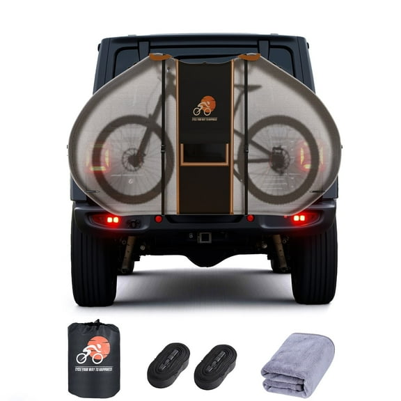 ASTRAEA Bike Cover for Transport on Rack, 600D Oxford Bicycle Covers for 1 Bike on Rear Bike Rack, Waterproof Outdoor Storage with Visible Tail Lights for Safe Travel