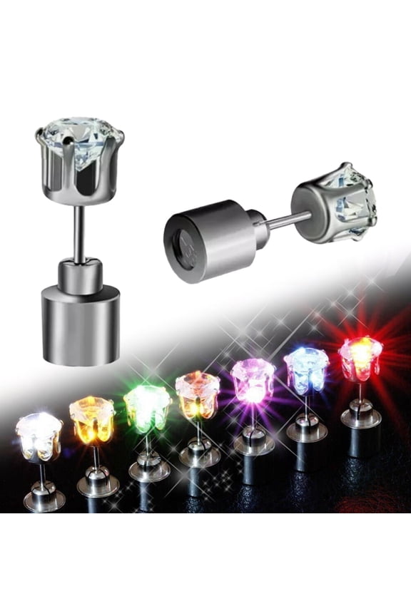 Changing Color LED Earrings, Shiny Light up LED Earring Studs Unisex for Party Halloween Christmas (3 Pairs)