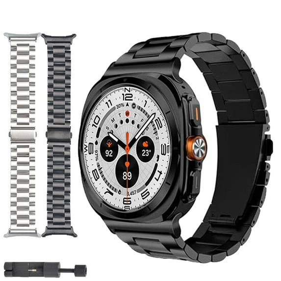 ASTRAEA Compatible with Samsung Galaxy Watch Ultra 47mm Bands for Men Women, Metal Stainless Steel Strap Replacement Bands, Black