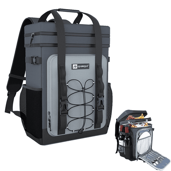 ASTRAEA Cooler Backpack, 40 Cans Large Waterproof Insulated Backpack Cooler with Multiple Pockets for Camping Picnic BBQ, Gray