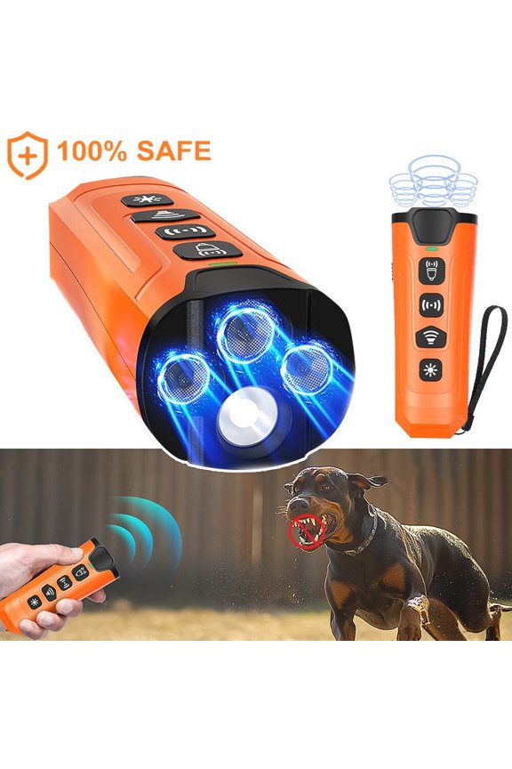 Dog Bark Deterrent Device, Rechargeable Ultrasonic Anti-Barking Devices Up to 50FT Range, Safe Bark Control for Dogs Training - Indoor Outdoor (Orange)