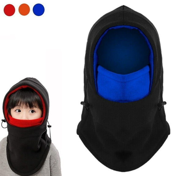 ASTRAEA Kids Winter Hats Balaclava, Windproof Winter Ski Hat with Full Face Mask, Unisex Thick Warm Fleece Hat for Children, Blue