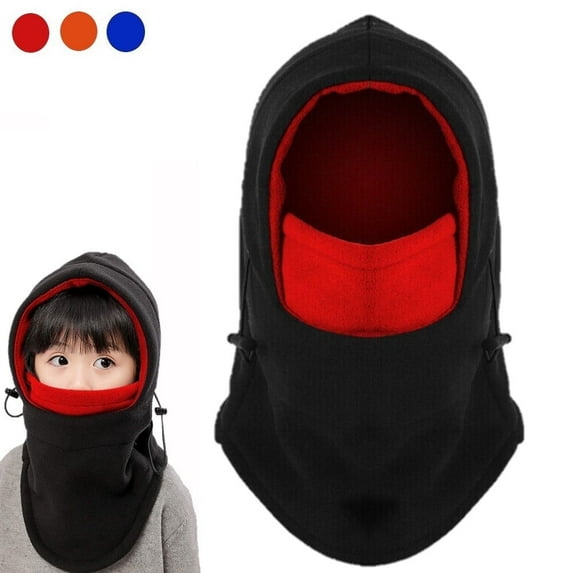 ASTRAEA Kids Winter Hats Balaclava, Windproof Winter Ski Hat with Full Face Mask, Unisex Thick Warm Fleece Hat for Children, Red