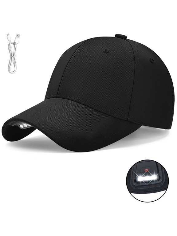 LED Baseball Cap, Flashlight Baseball Hat with Light Built in, Rechargeable Headlamp Hats for Fishing Jogging Camping Night Work, Black
