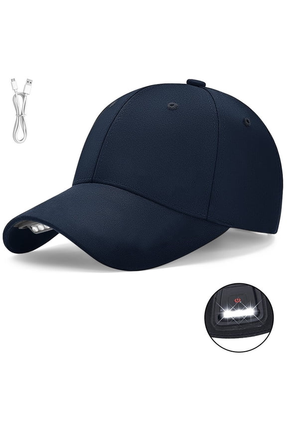 LED Baseball Cap, Flashlight Baseball Hat with Light Built in, Rechargeable Headlamp Hats for Fishing Jogging Camping Night Work, Blue