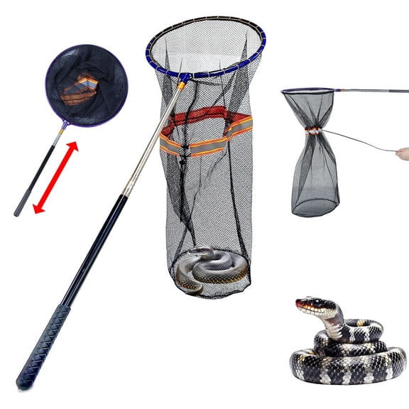 ASTRAEA Snake Catcher Net, Telescopic Snake Grabber Tool with Secure Drawstring & Adjustable Handle for Reptile Catch Snake Removing Catching