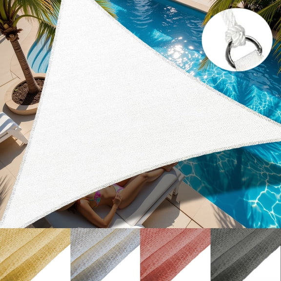 ASTRAEA Waterproof Sun Shade Sail 12' x 12' x 12', Triangle Canopy Sail UV Block Mesh Shade Cover Outdoor for Patio Backyard, Cream