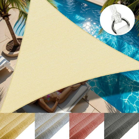 ASTRAEA Waterproof Sun Shade Sail 12' x 12' x 12', Triangle Canopy Sail UV Block Mesh Shade Cover Outdoor for Patio Backyard, Sand