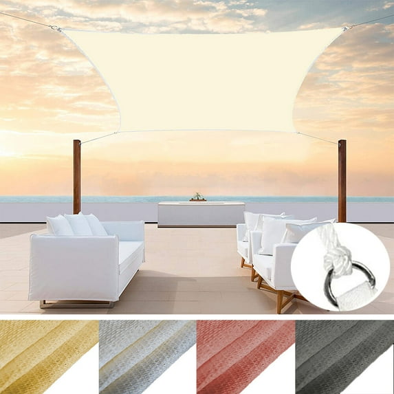 ASTRAEA Waterproof Sun Shade Sail 16' x 16', Square Canopy Sail UV Block Mesh Shade Cover Outdoor for Patio Backyard, Cream