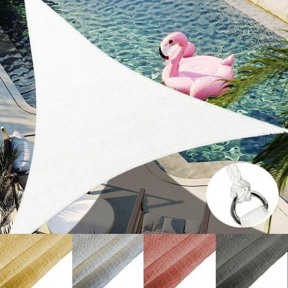 ASTRAEA Waterproof Sun Shade Sail 16' x 16', Triangle Canopy Sail UV Block Mesh Shade Cover Outdoor for Patio Backyard, Cream