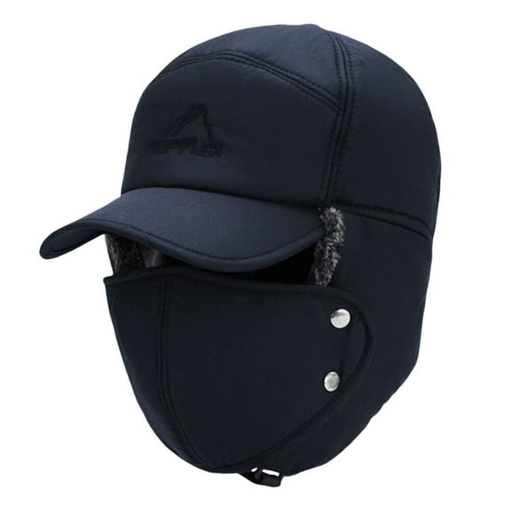 ASTRAEA Winter Trapper Hat, Windproof Warm Fur Snow Hat with Ear Flaps & Mask for Men Women Skiing Hunting Fishing, Blue