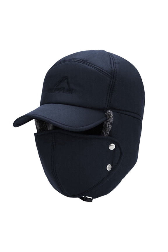 Winter Trapper Hat, Windproof Warm Snow Hat with Ear Flaps & Mask for Men Women Skiing Hunting Fishing, Blue