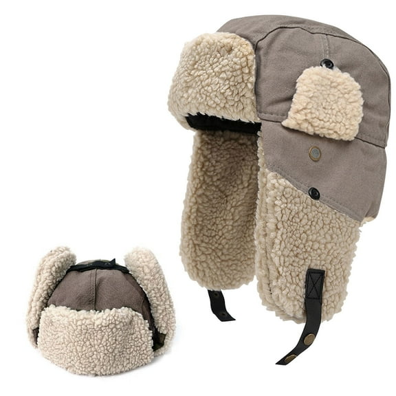 ASTRAEA Winter Russian Ushanka Hats for Men Women, Windproof Warm Trapper Aviator Cap with Fleece Ear Flaps for Outdoor Cold Weather, Gray
