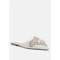 thumbnail image 1 of ASTRE Pearl Embellished Shimmer Mules In Silver, 1 of 9