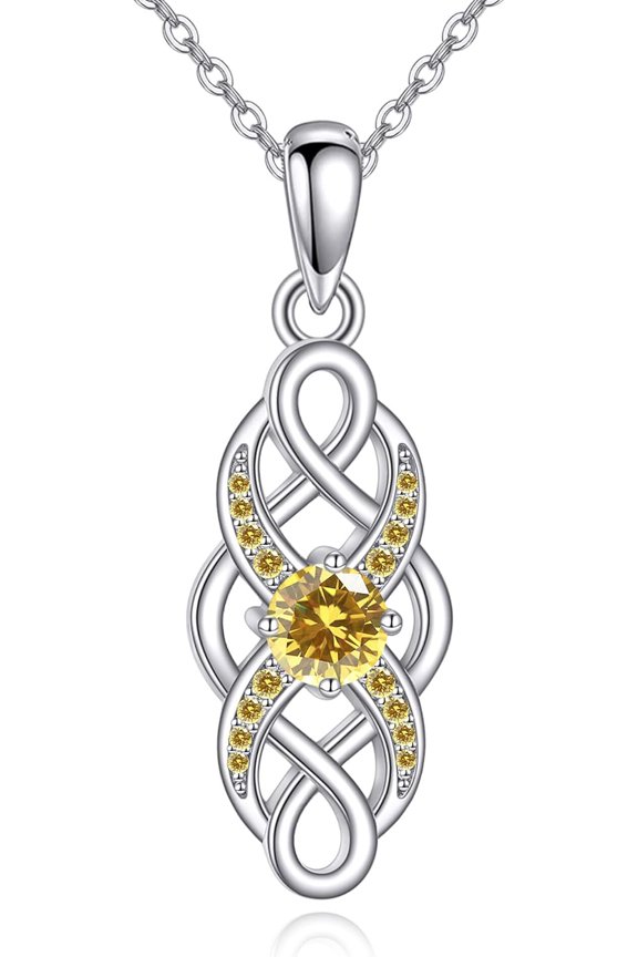 Celtic Knot Necklace 925 Sterling Silver Infinity Necklace Irish Birthstone Pendant Infinity Celtic Knot Jewelry Gifts for Women