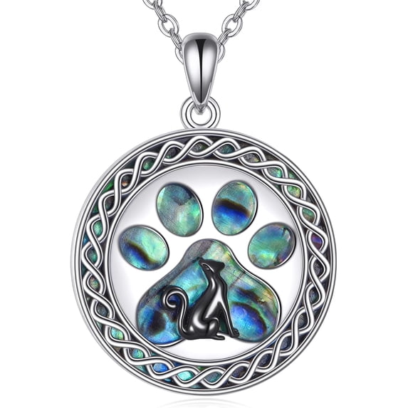 ASTRKIP Paw Print Necklace 925 Sterling Silver Black Cat Pendant ...
