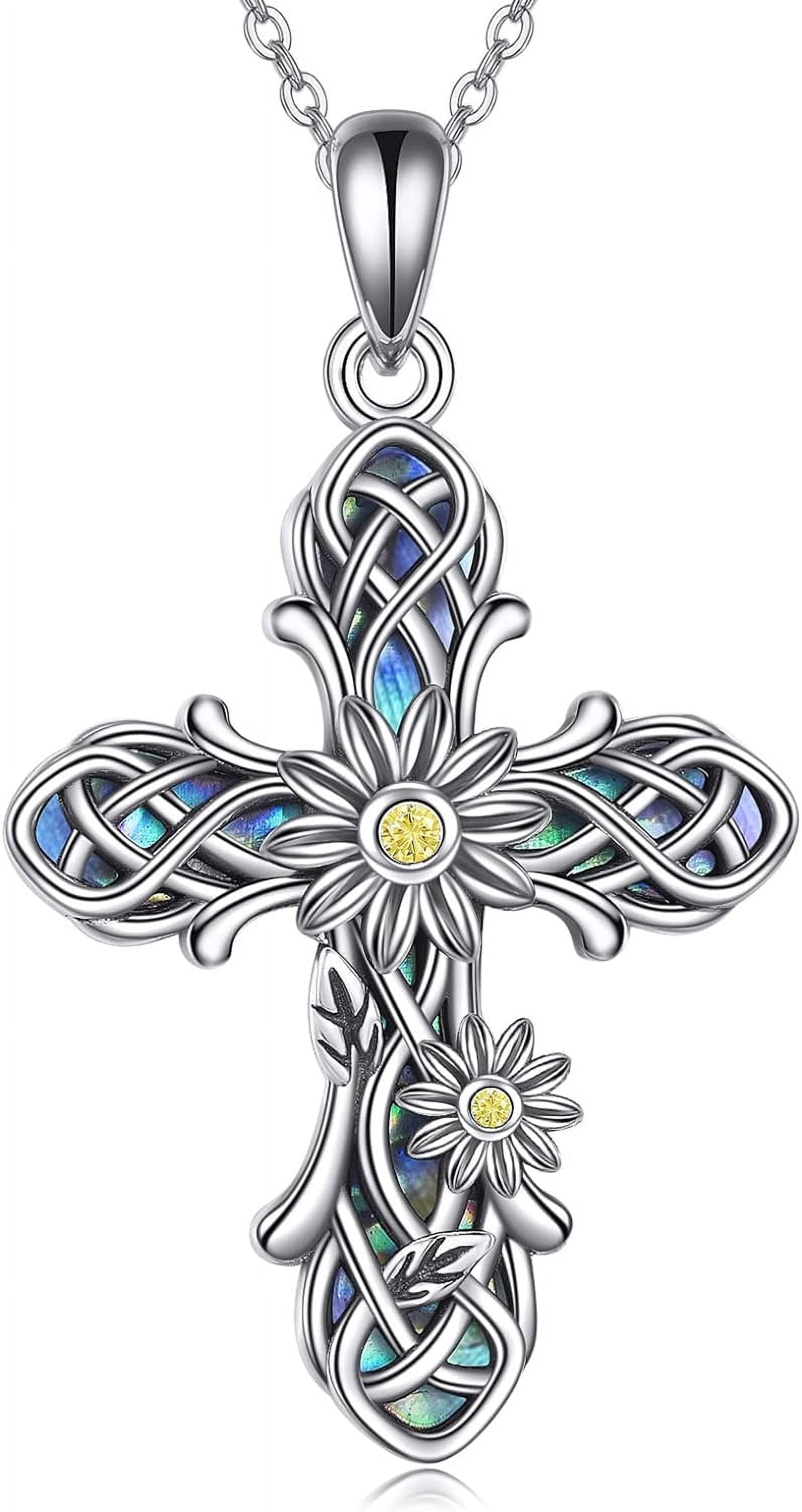 ASTRKIP Religious Cross Pendant Necklace Sterling Silver Origami Cross ...