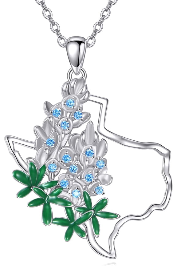 Texas Gifts 925 Sterling Silver Texas Map Flag Pendant Necklace Texas Jewelry Gifts for Women