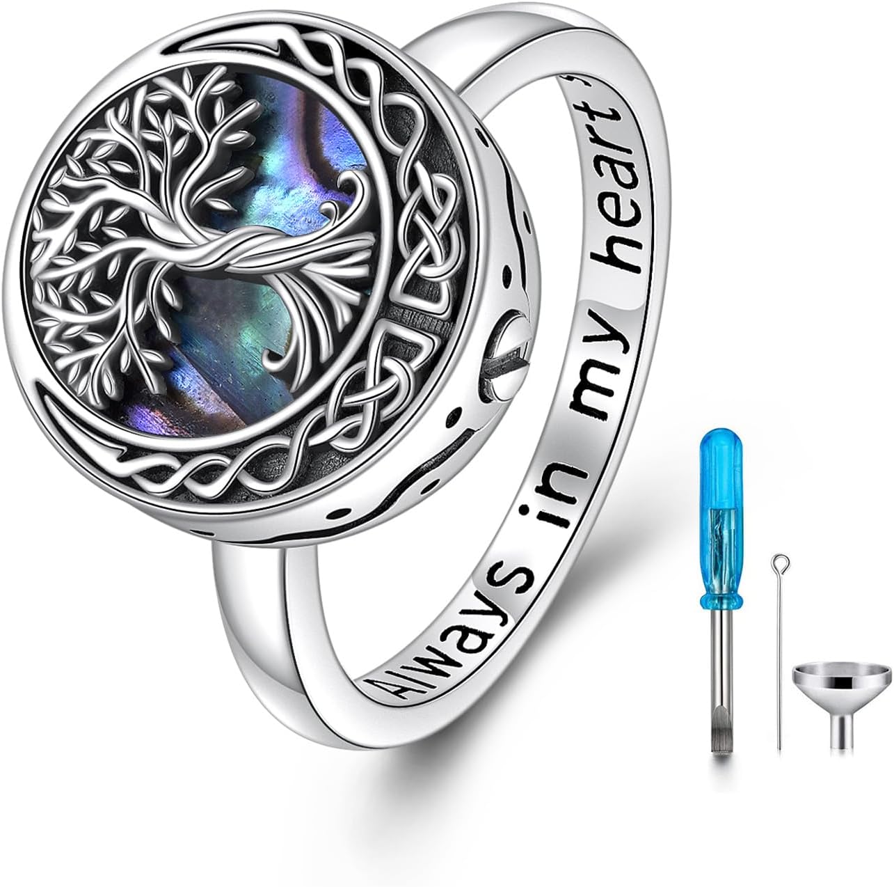 ASTRKIP Tree of Life Urn Ring for Ashes 925 Sterling Silver Celtic Knot ...