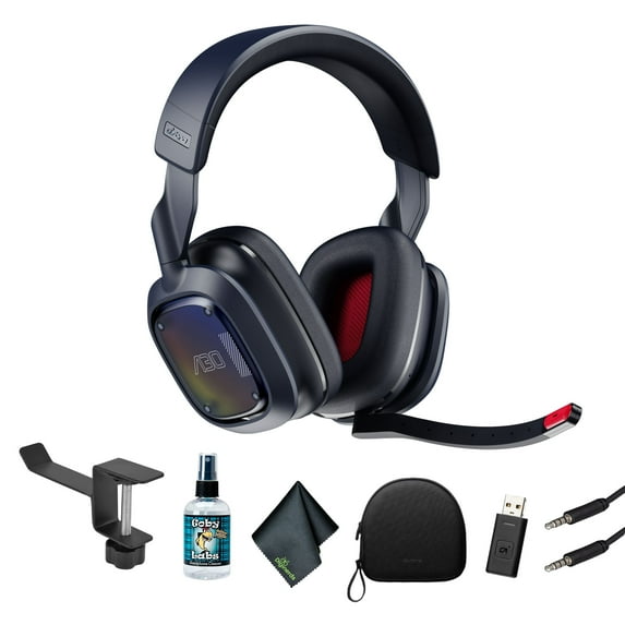 ASTRO Gaming A30 Wireless Gaming Headset for PS5, PS4, Nintendo Switch, PC, Android, Bluetooth, 3D Audio Compatible, Detachable Boom Microphone Bundle with Headphones Holder+More (Blue)