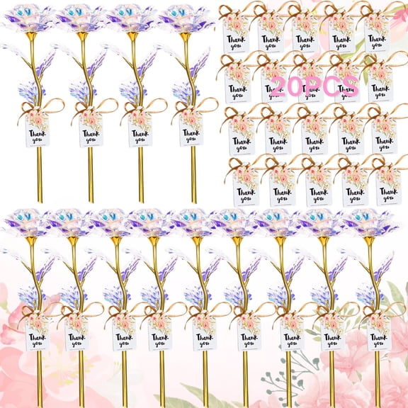 ASTRYAS 20 Pieces Artificial Colorful Flowers Galaxy Rose Flower Glass Rose Gifts Party Favors Gift for Valentine's Day, Wedding, Mother' s Day, Thank You Gifts, Baby Shower Party Decoration Y101
