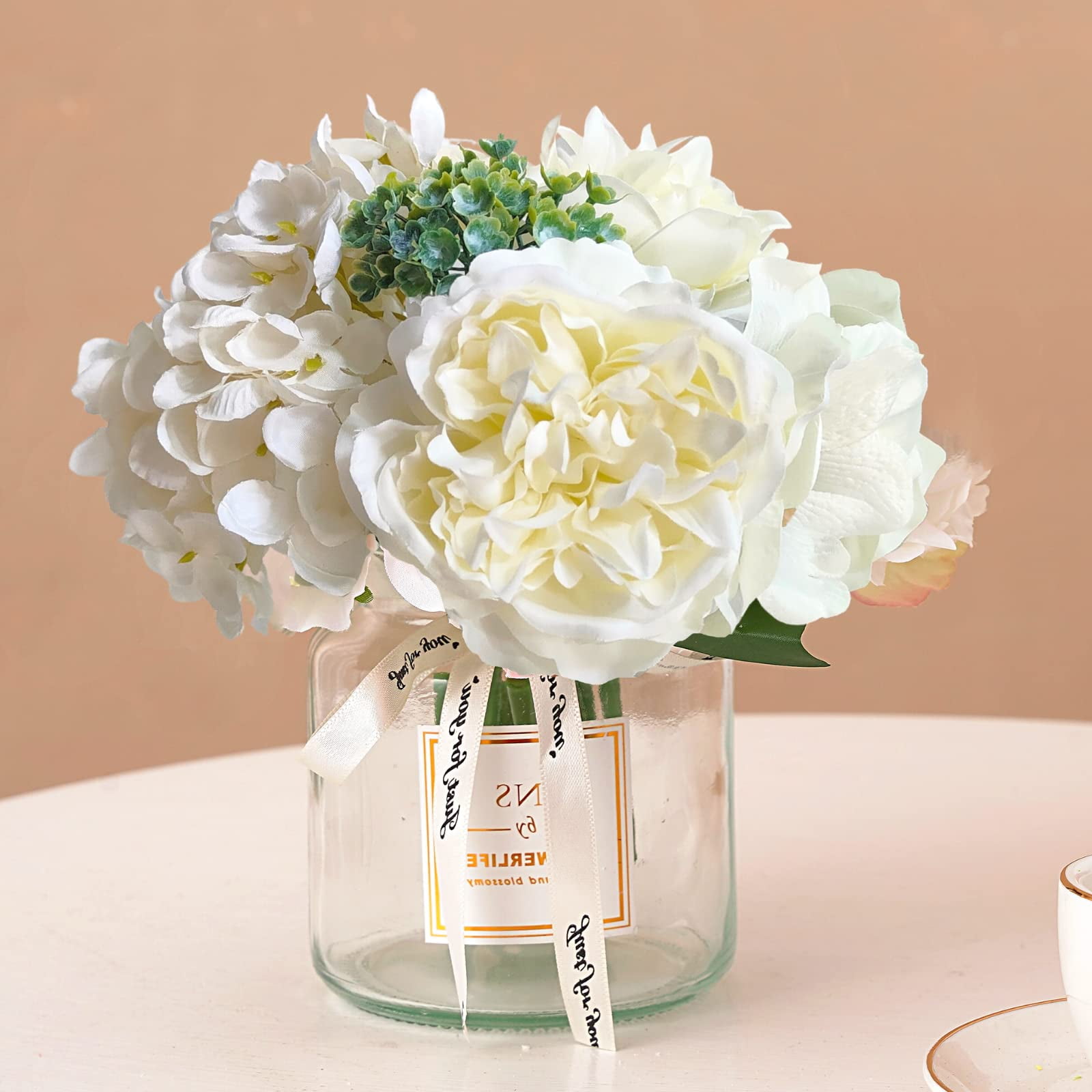 Fake Flowers With Vase, Hydrangea Artificial Flowers In Vase