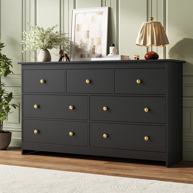 Chair Draw Rails ASTUVIA 7 Drawer Dresser for Adult - Wide TV Stand with Anti-Tip Metal ...