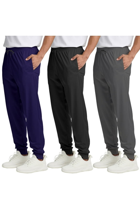 3 Pack Men's Athletic Pants Sweatpants Workout Jogger with Pockets for Running Jogging Hiking Upgraded Premium Fabric