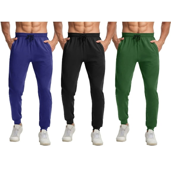 ASUDESIRE 3 Pack Men's Athletic Pants Sweatpants Workout Jogger with Pockets for Running Jogging Hiking Upgraded Premium Fabric