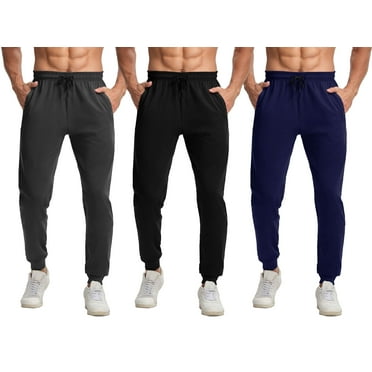 ASUDESIRE 3 Pack Men's Athletic Pants Sweatpants Workout Jogger with Pockets for Running Jogging Hiking