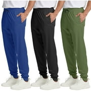 ASUDESIRE 3 Pack Men's Athletic Pants Sweatpants Workout Jogger with Pockets for Running Jogging Hiking Upgraded Premium Fabric