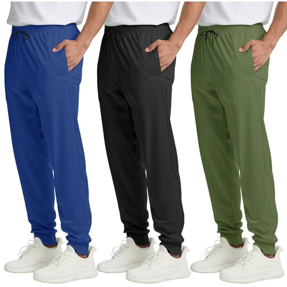 ASUDESIRE 3 Pack Men's Athletic Pants Sweatpants Workout Jogger with Pockets for Running Jogging Hiking Upgraded Premium Fabric