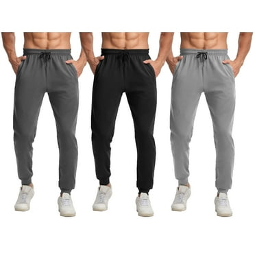 ASUDESIRE 3 Pack Men's Athletic Pants Sweatpants Workout Jogger with Pockets for Running Jogging Hiking