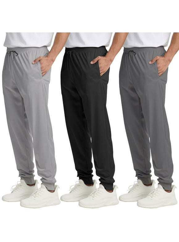 3 Pack Men's Athletic Pants Sweatpants Workout Jogger with Pockets for Running Jogging Hiking Upgraded Premium Fabric