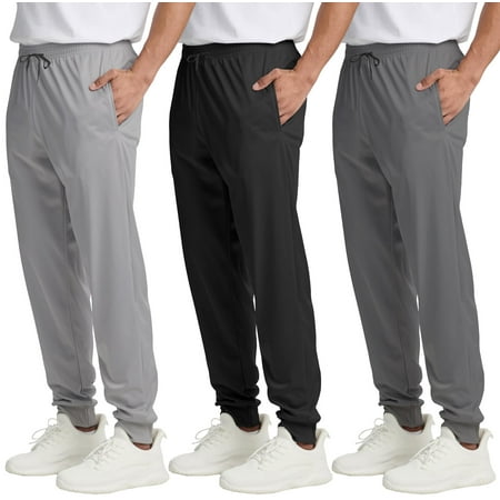 asudesire 3 pack men's athletic pants sweatpants workout jogger with pockets for running jogging hiking upgraded premium fabric