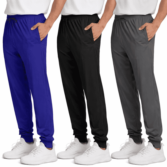 ASUDESIRE 3 Pack Men's Athletic Pants Sweatpants Workout Jogger with Pockets for Running Jogging Hiking Upgraded Premium Fabric