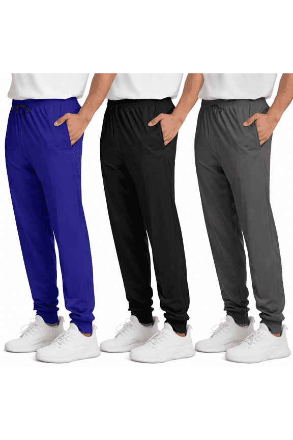 3 Pack Men's Athletic Pants Sweatpants Workout Jogger with Pockets for Running Jogging Hiking Upgraded Premium Fabric