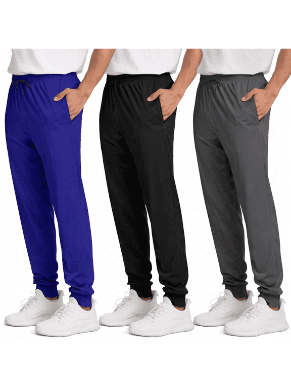3 Pack Men's Athletic Pants Sweatpants Workout Jogger with Pockets for Running Jogging Hiking Upgraded Premium Fabric