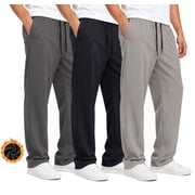ASUDESIRE 3 Pack Men's Fleece Sweatpants Elastic Waist Drawstring Straight Leg Lounge Jogger Casual Workout Pants with Pockets