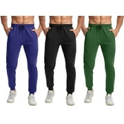 ASUDESIRE 3 Pack Men's Athletic Pants Mesh Sweatpants Workout Jogger with Pockets for Running Jogging Hiking