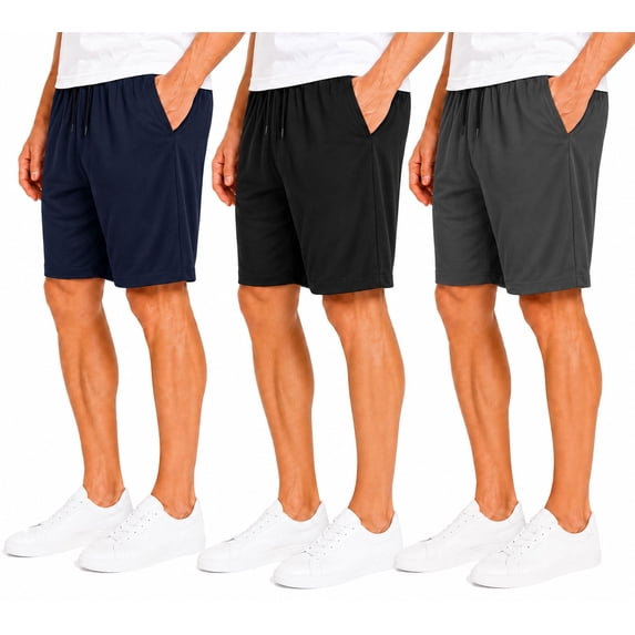 ASUDESIRE 3 Pack Men's Shorts Waffle Textured Casual Shorts Athletic Drawstring Elastic Waistband 8" Inseam with Pockets