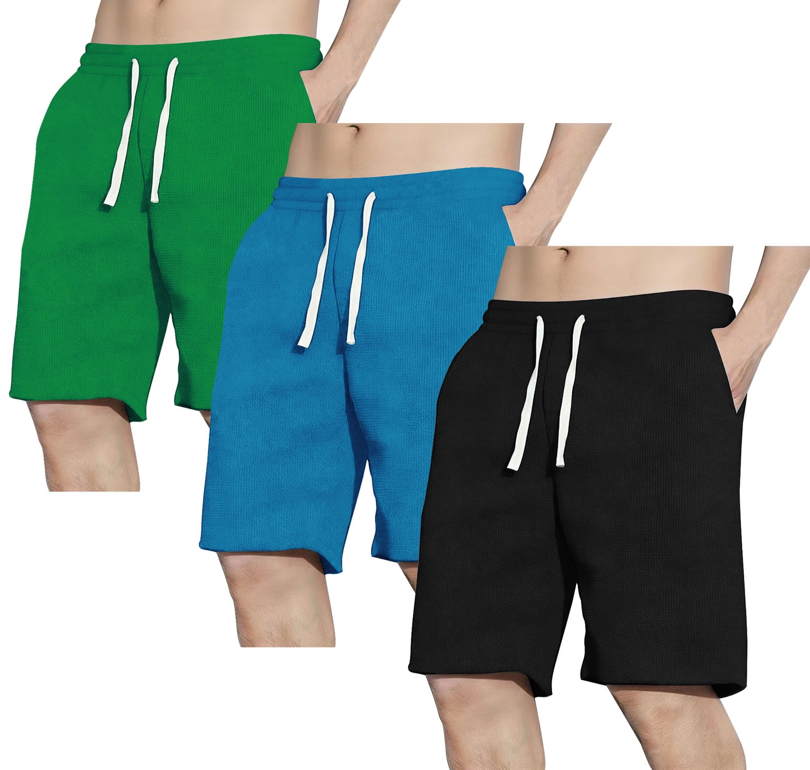 ASUDESIRE Men's Shorts, Waffle Textured Fabric, Elastic Waistband