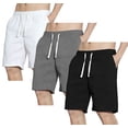 thumbnail image 1 of ASUDESIRE 3 Pack Men's Shorts Waffle Textured Casual Shorts with Pockets Drawstring Elastic Waistband, 1 of 7