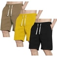 thumbnail image 1 of ASUDESIRE 3 Pack Men's Shorts Waffle Textured Casual Shorts with Pockets Drawstring Elastic Waistband, 1 of 7