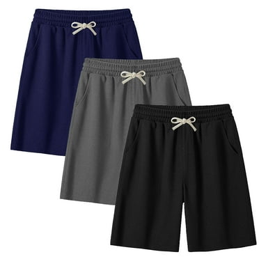 ASUDESIRE 3 Pack Men's Shorts Waffle Textured Casual Shorts with Pockets Drawstring Elastic Waistband