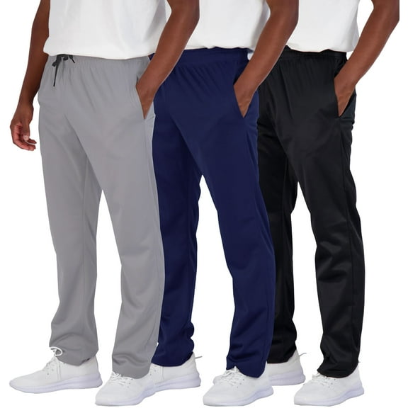 ASUDESIRE 3 Pack Men's Sweatpants Open Bottom Active Athletic Casual Pants Jogger Running Workout Gym Pants with Pockets