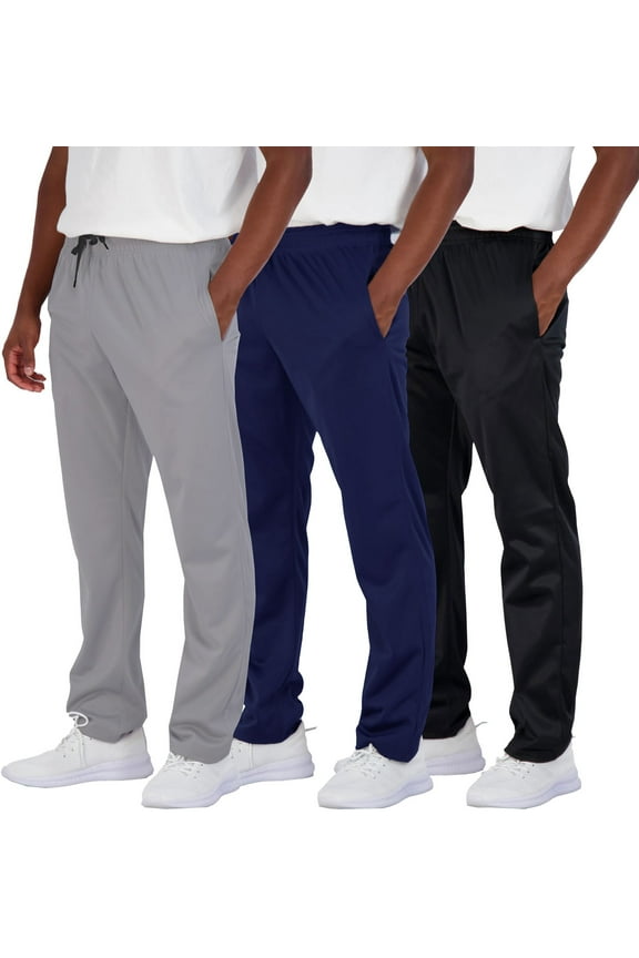 3 Pack Men's Sweatpants Open Bottom Active Athletic Casual Pants Jogger Running Workout Gym Pants with Pockets
