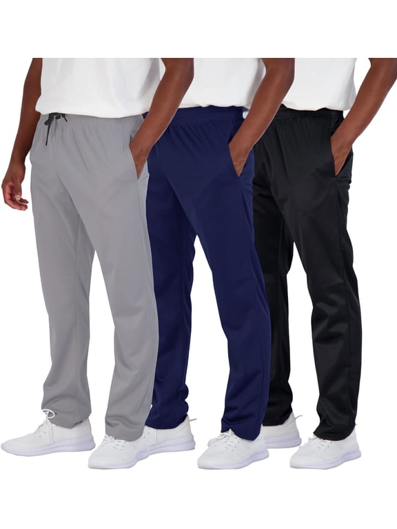 3 Pack Men's Sweatpants Open Bottom Active Athletic Casual Pants Jogger Running Workout Gym Pants with Pockets