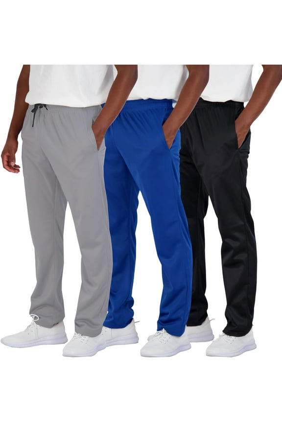3 Pack Men's Sweatpants Open Bottom Active Athletic Casual Pants Jogger Running Workout Gym Pants with Pockets